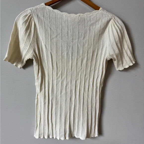 Sezane Cream Ribbed Knit Chloe Top - Picture 3 of 5